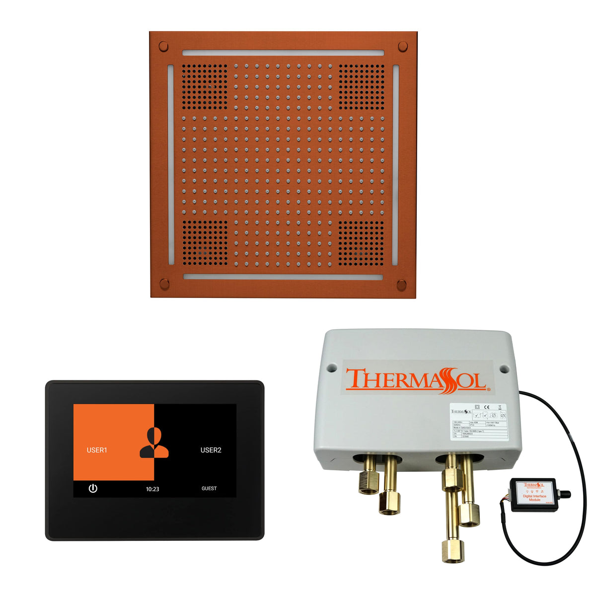 ThermaSol The Wellness Hydrovive Shower Package with 7" ThermaTouch Square-Steam Shower Controls & Accessories-ThermaSol-Antique Copper-Nordica Sauna