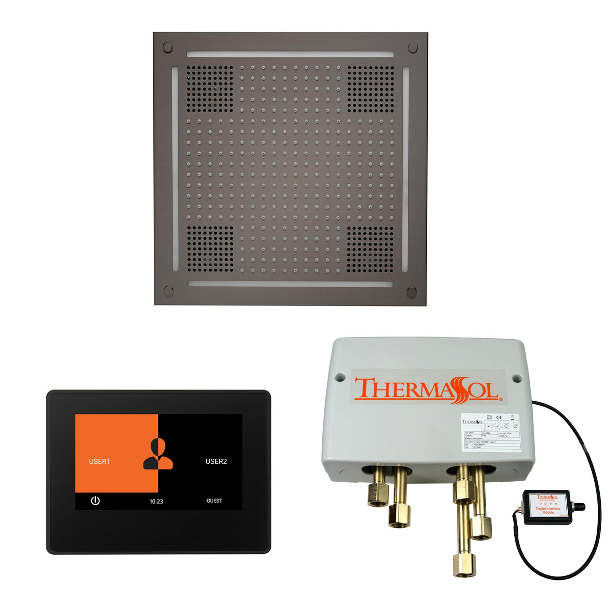 ThermaSol The Wellness Hydrovive Shower Package with 7" ThermaTouch Square-Steam Shower Controls & Accessories-ThermaSol-Black Nickel-Nordica Sauna