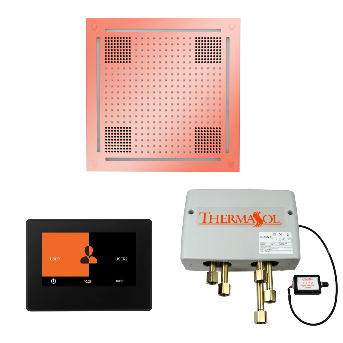 ThermaSol The Wellness Hydrovive Shower Package with 7" ThermaTouch Square-Steam Shower Controls & Accessories-ThermaSol-Copper-Nordica Sauna