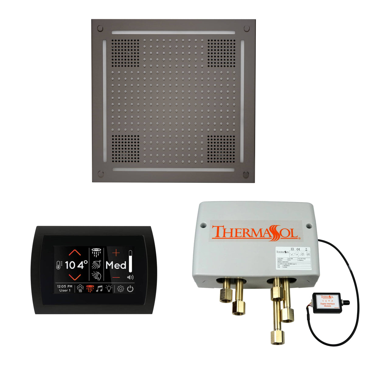 ThermaSol The Wellness Hydrovive Shower Package with SignaTouch Round-Steam Shower Controls & Accessories-ThermaSol-Black Nickel-Nordica Sauna