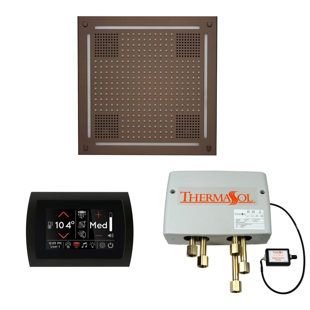 ThermaSol The Wellness Hydrovive Shower Package with SignaTouch Round-Steam Shower Controls & Accessories-ThermaSol-Oil Rubbed Bronze-Nordica Sauna