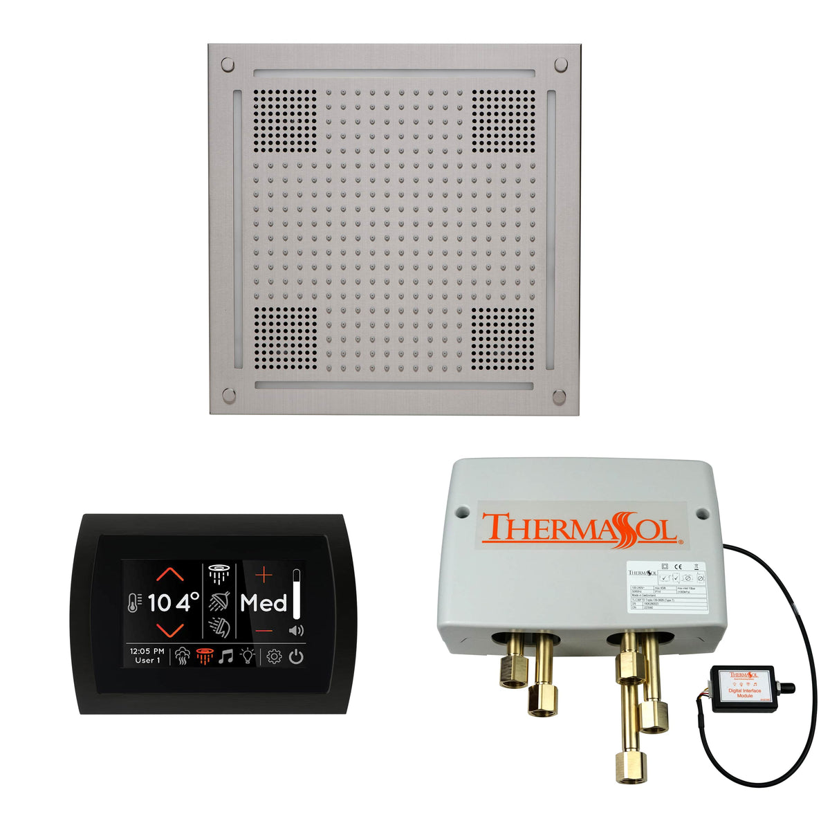 ThermaSol The Wellness Hydrovive Shower Package with SignaTouch Round-Steam Shower Controls & Accessories-ThermaSol-Satin Chrome-Nordica Sauna