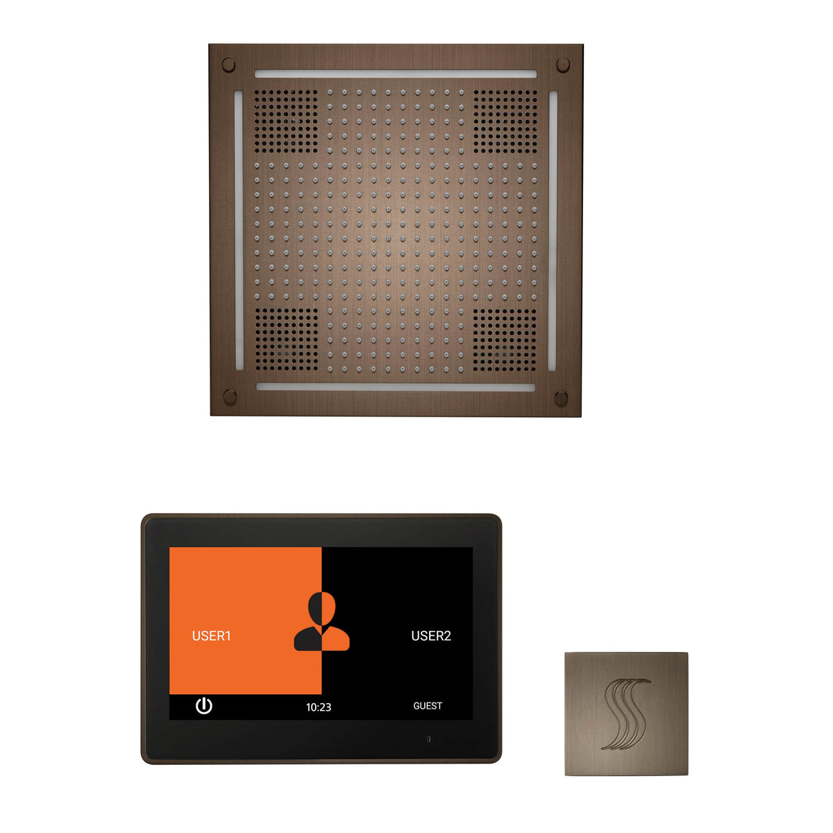 ThermaSol The wellness Hydrovive Steam Package with 10" ThermaTouch Square-Steam Shower Controls & Accessories-ThermaSol-Antique Brass-Nordica Sauna