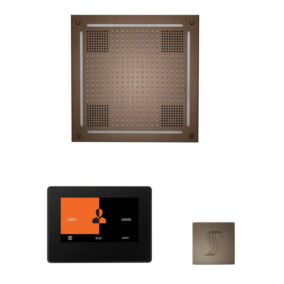 ThermaSol The wellness Hydrovive Steam Package with 7" ThermaTouch Square-Steam Shower Controls & Accessories-ThermaSol-Antique Nickel-Nordica Sauna