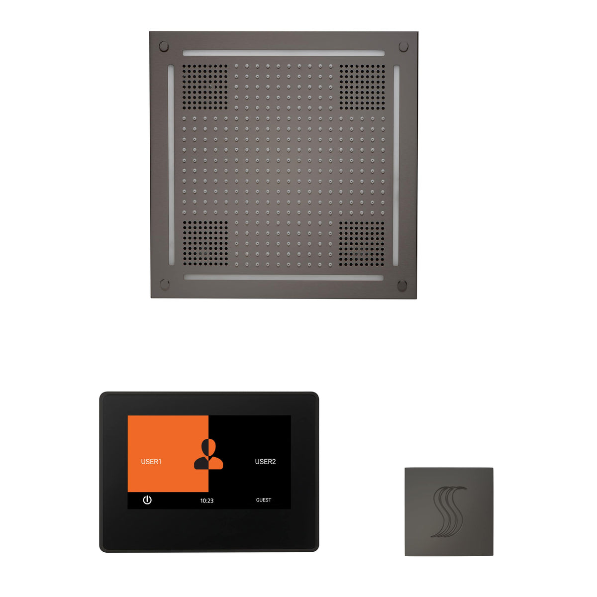 ThermaSol The wellness Hydrovive Steam Package with 7" ThermaTouch Square-Steam Shower Controls & Accessories-ThermaSol-Black Nickel-Nordica Sauna