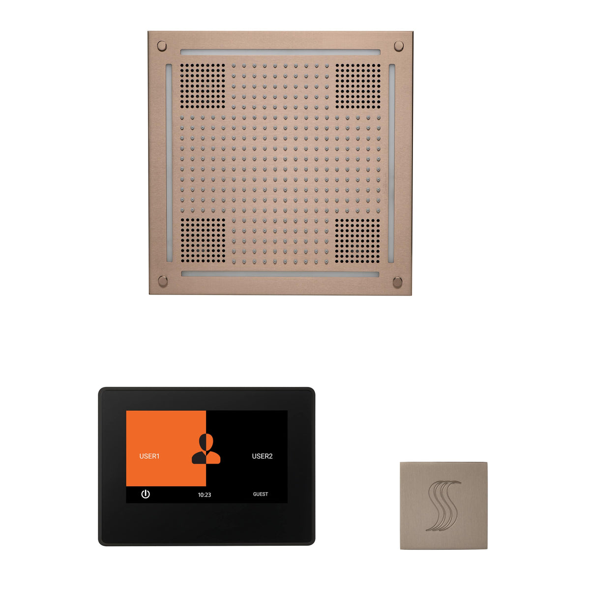 ThermaSol The wellness Hydrovive Steam Package with 7" ThermaTouch Square-Steam Shower Controls & Accessories-ThermaSol-Satin Nickel-Nordica Sauna