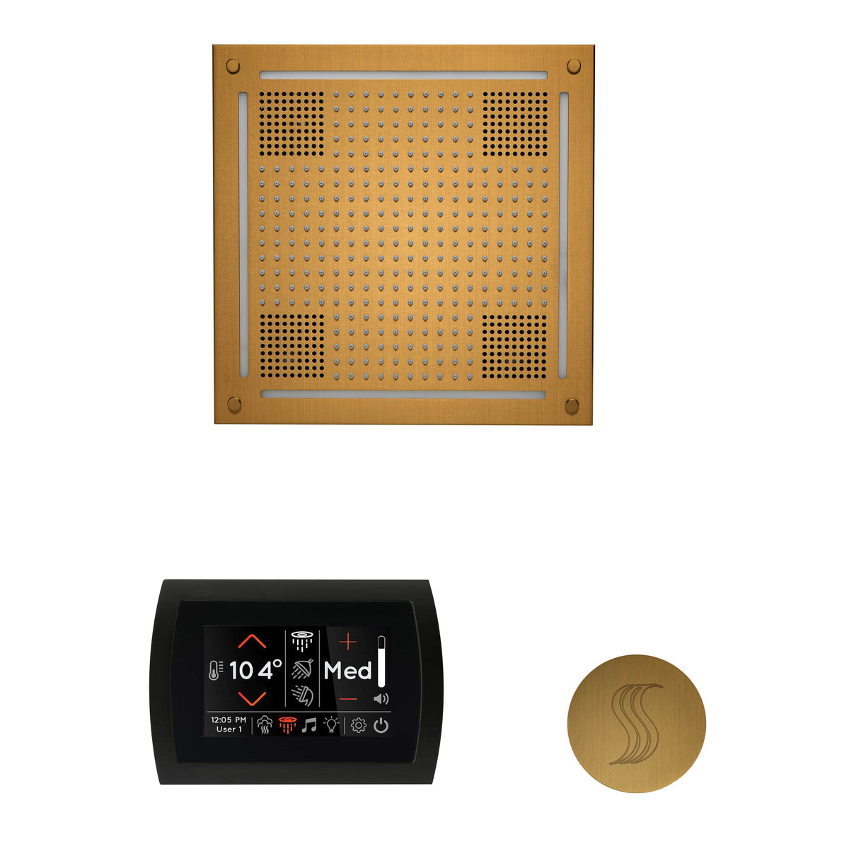 ThermaSol The wellness Hydrovive Steam Package with SignaTouch Round-Steam Shower Controls & Accessories-ThermaSol-Antique Brass-Nordica Sauna