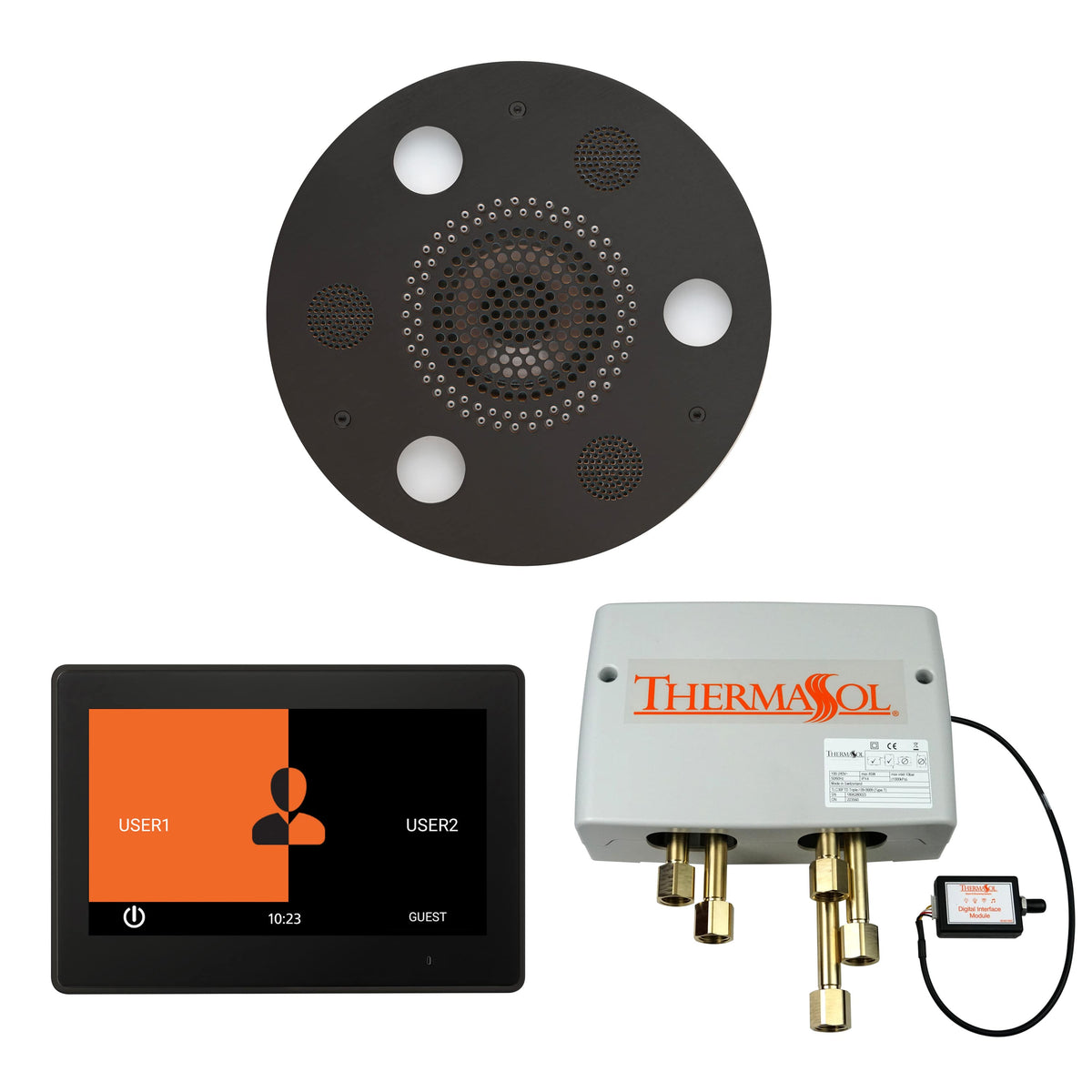 ThermaSol The Wellness Shower Package with 10" ThermaTouch Round-Steam Shower Controls & Accessories-ThermaSol-Matte Black-Nordica Sauna