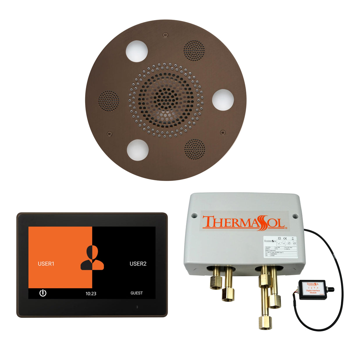 ThermaSol The Wellness Shower Package with 10" ThermaTouch Round-Steam Shower Controls & Accessories-ThermaSol-Oil Rubbed Bronze-Nordica Sauna
