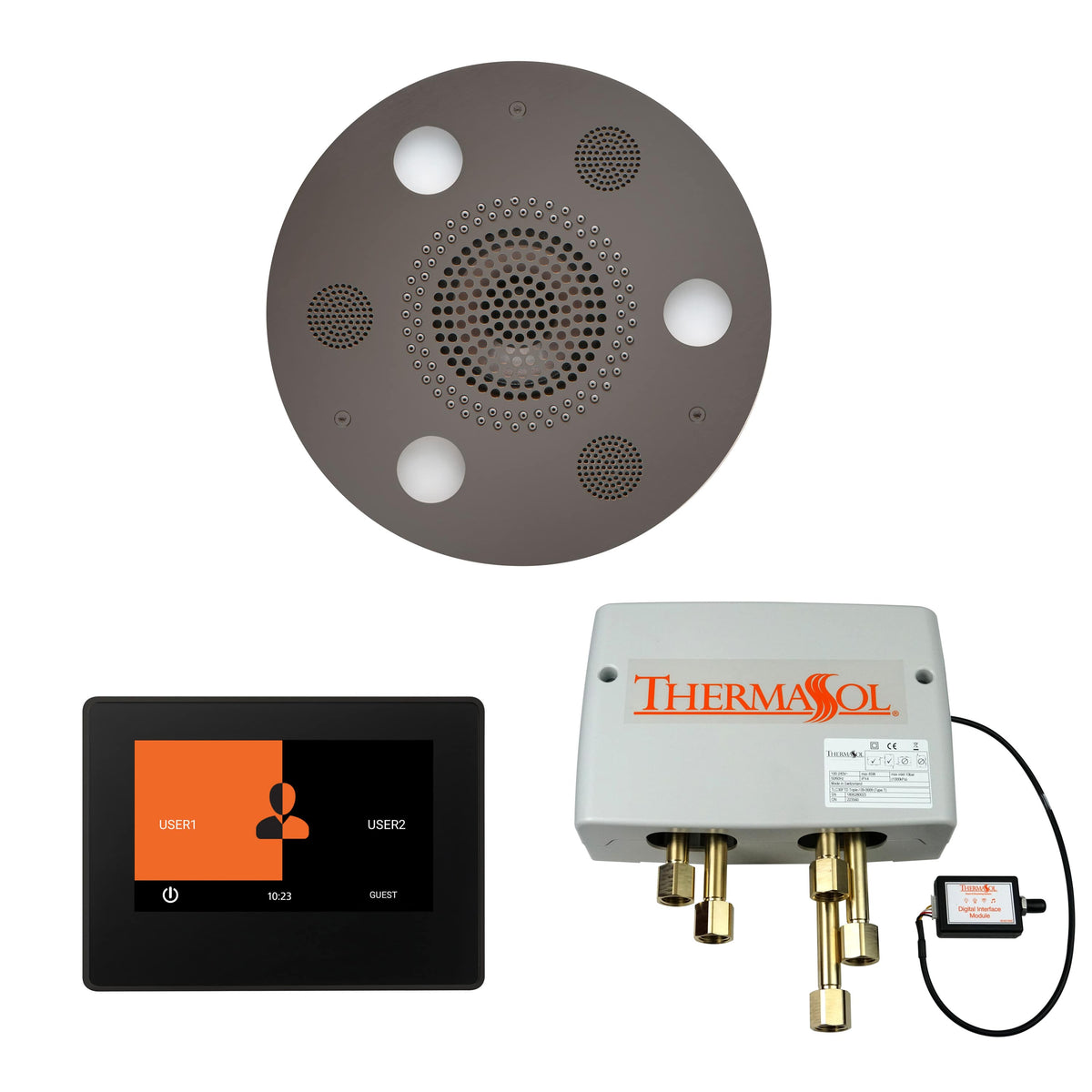 ThermaSol The Wellness Shower Package with 7" ThermaTouch Round-Steam Shower Controls & Accessories-ThermaSol-Black Nickel-Nordica Sauna