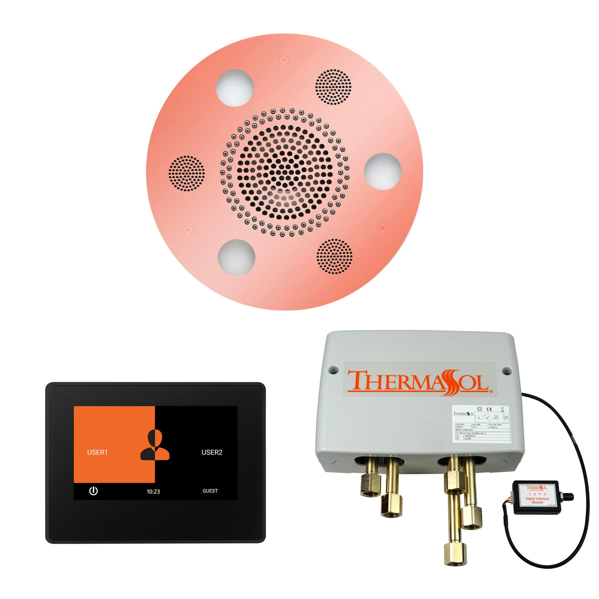 ThermaSol The Wellness Shower Package with 7" ThermaTouch Round-Steam Shower Controls & Accessories-ThermaSol-Copper-Nordica Sauna