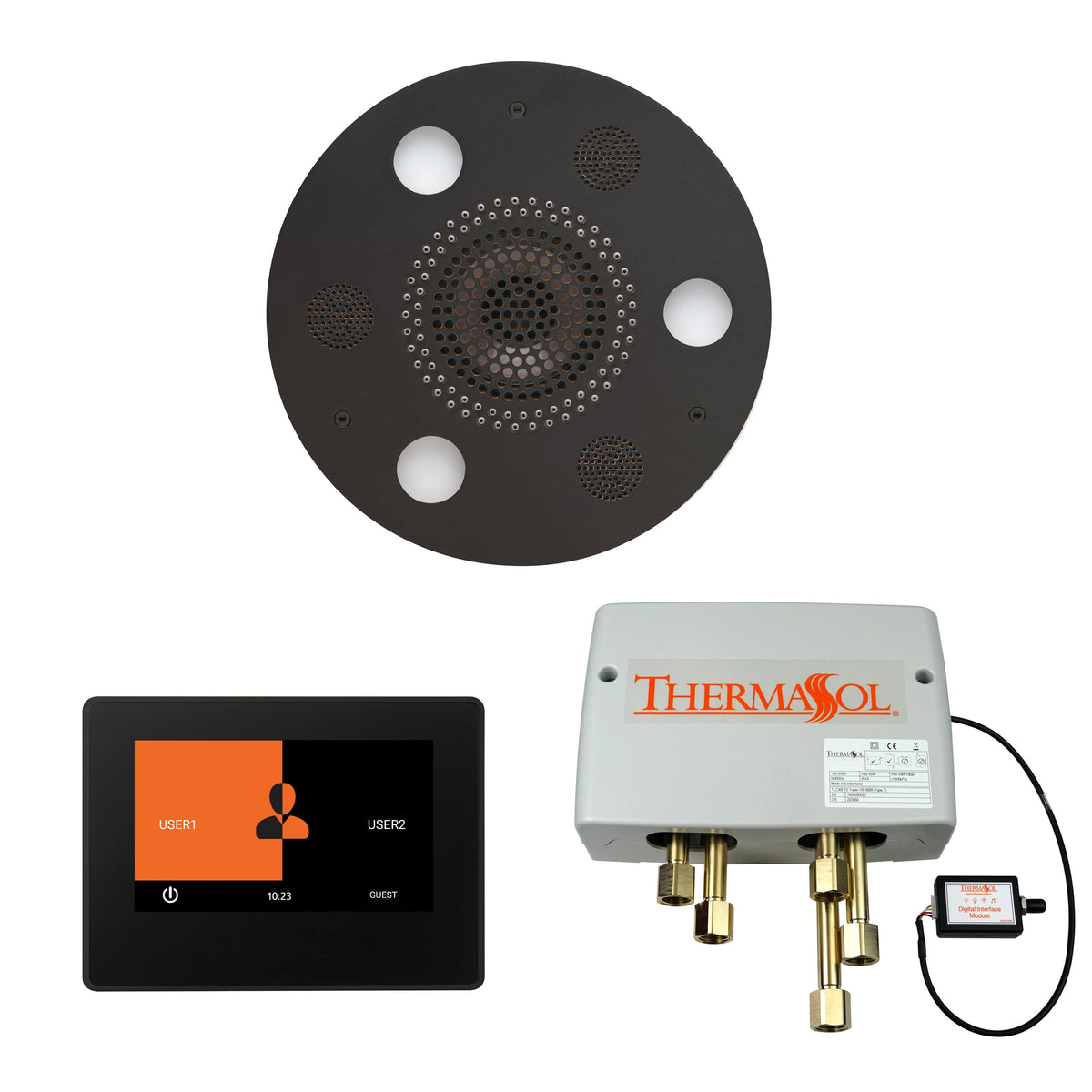 ThermaSol The Wellness Shower Package with 7" ThermaTouch Round-Steam Shower Controls & Accessories-ThermaSol-Matte Black-Nordica Sauna