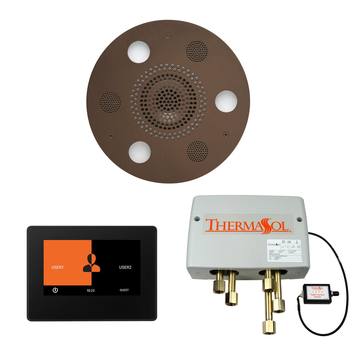 ThermaSol The Wellness Shower Package with 7" ThermaTouch Round-Steam Shower Controls & Accessories-ThermaSol-Oil Rubbed Bronze-Nordica Sauna