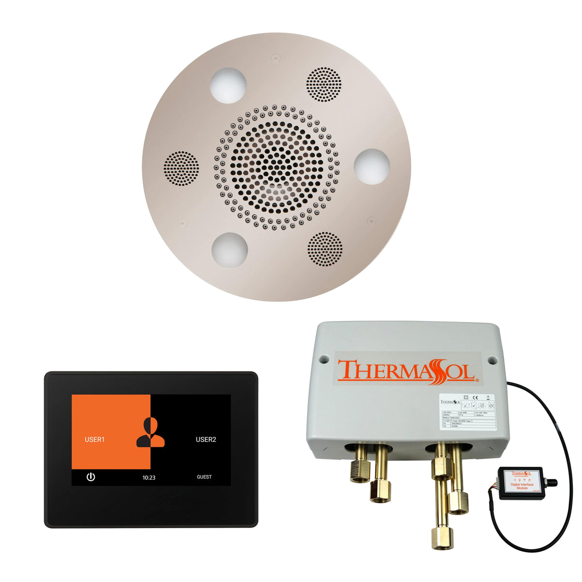 ThermaSol The Wellness Shower Package with 7" ThermaTouch Round-Steam Shower Controls & Accessories-ThermaSol-Polished Nickel-Nordica Sauna