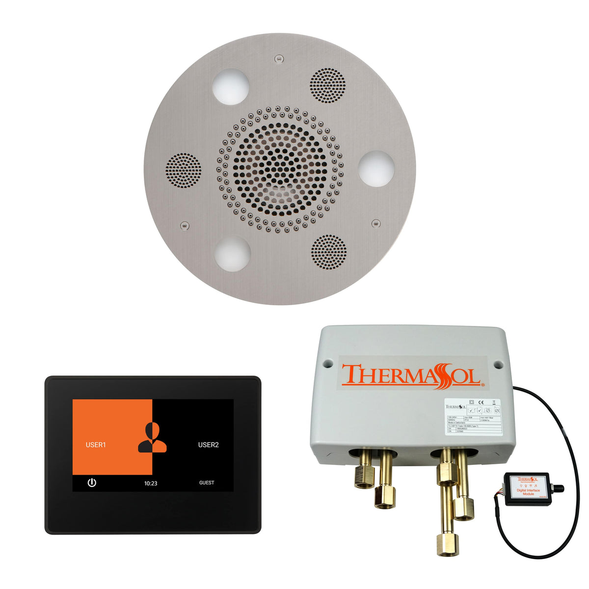 ThermaSol The Wellness Shower Package with 7" ThermaTouch Round-Steam Shower Controls & Accessories-ThermaSol-Satin Chrome-Nordica Sauna