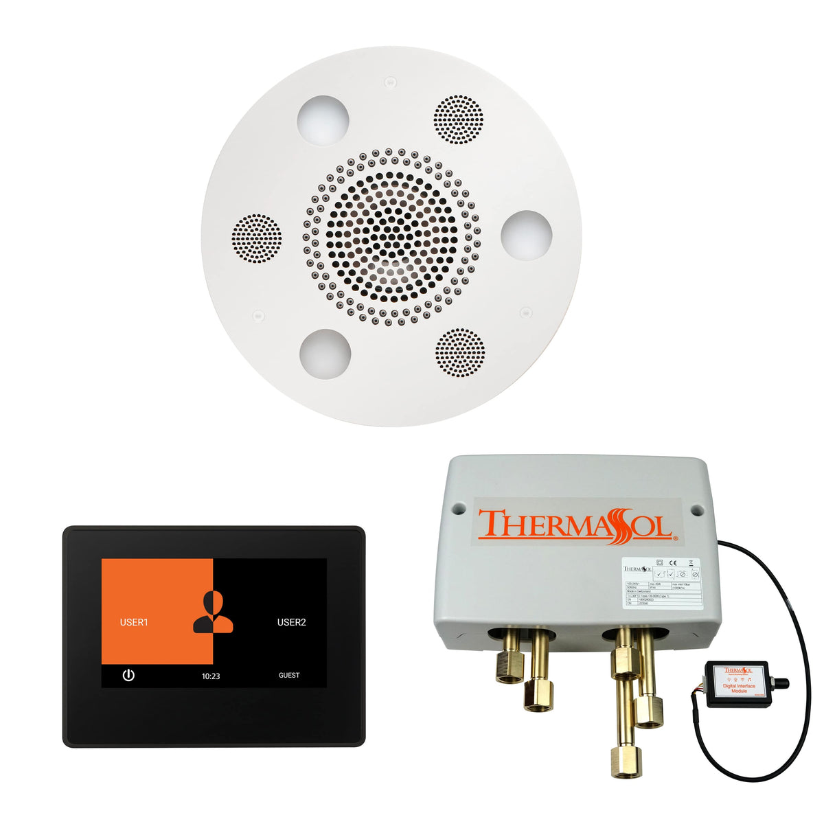 ThermaSol The Wellness Shower Package with 7" ThermaTouch Round-Steam Shower Controls & Accessories-ThermaSol-White-Nordica Sauna