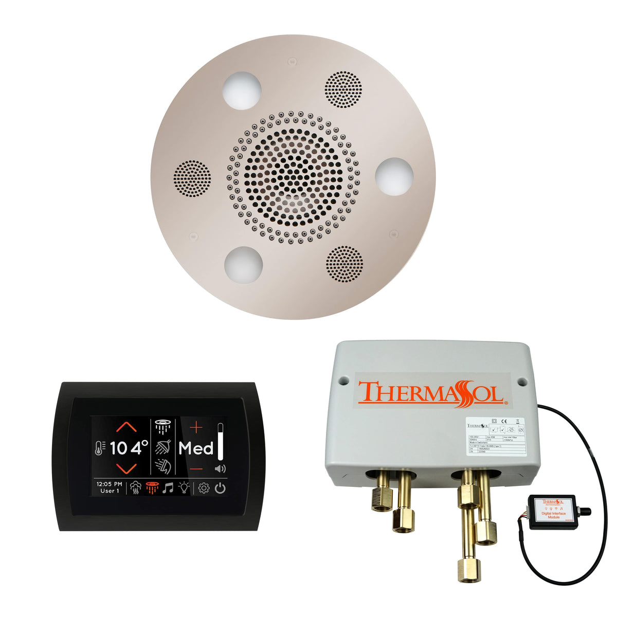 ThermaSol The Wellness Shower Package with SignaTouch Round-Steam Shower Controls & Accessories-ThermaSol-Polished Nickel-Nordica Sauna