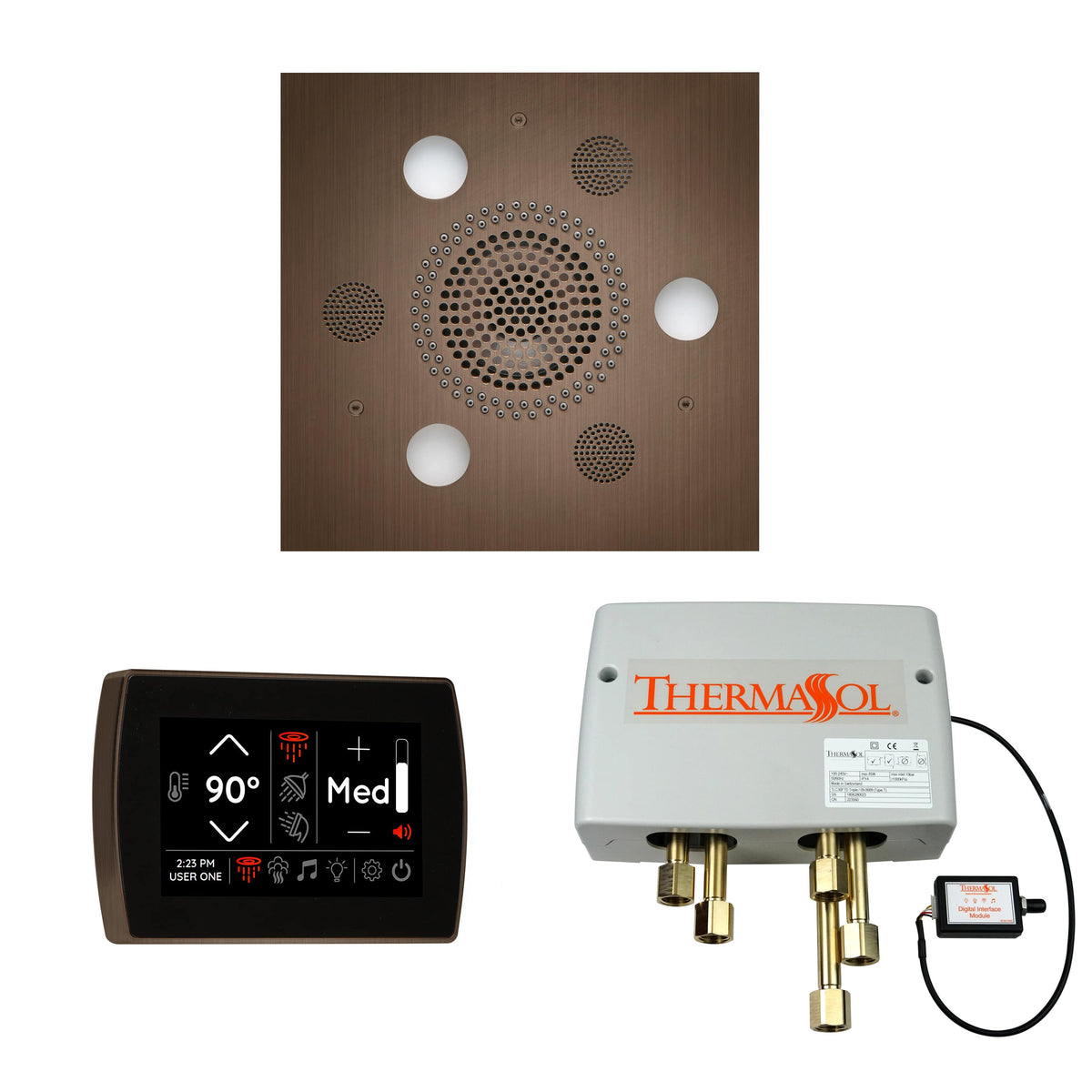 ThermaSol The Wellness Shower Package with SignaTouch Square-Steam Shower Controls & Accessories-ThermaSol-Antique Nickel-Nordica Sauna