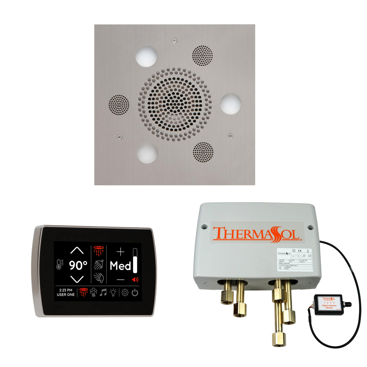 ThermaSol The Wellness Shower Package with SignaTouch Square-Steam Shower Controls & Accessories-ThermaSol-Satin Chrome-Nordica Sauna