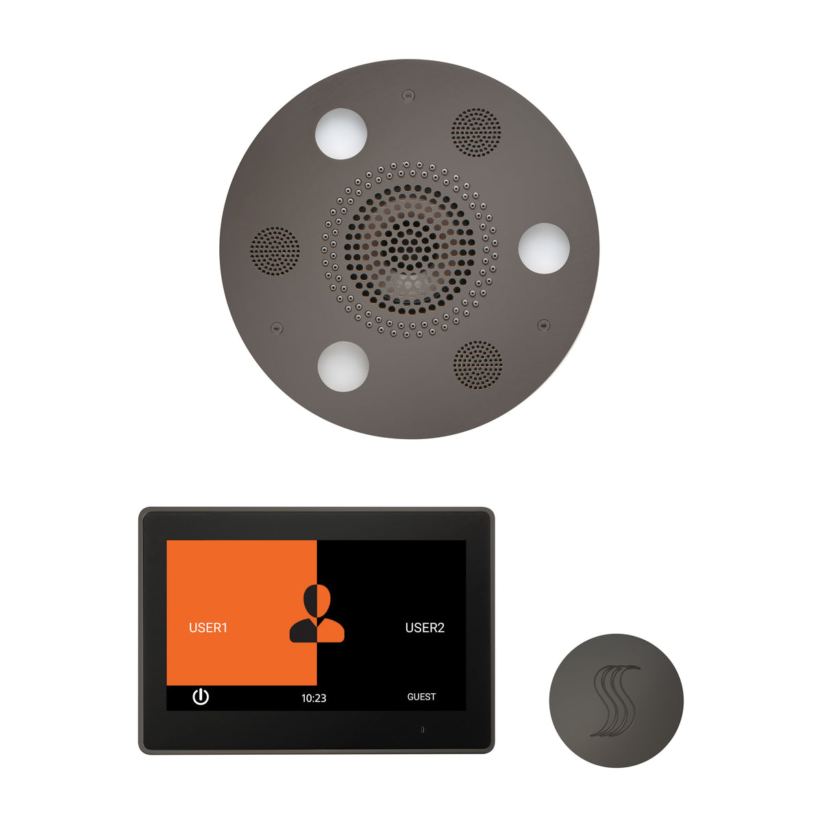 ThermaSol The Wellness Steam Package with 10" ThermaTouch Round-Steam Shower Controls & Accessories-ThermaSol-Black Nickel-Nordica Sauna