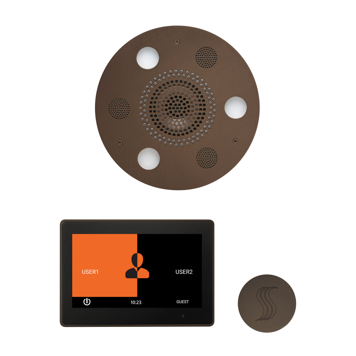 ThermaSol The Wellness Steam Package with 10" ThermaTouch Round-Steam Shower Controls & Accessories-ThermaSol-Oil Rubbed Bronze-Nordica Sauna