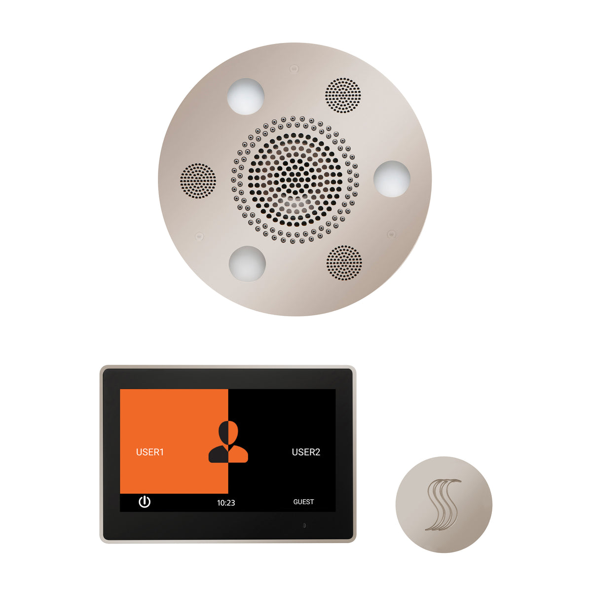 ThermaSol The Wellness Steam Package with 10" ThermaTouch Round-Steam Shower Controls & Accessories-ThermaSol-Polished Nickel-Nordica Sauna