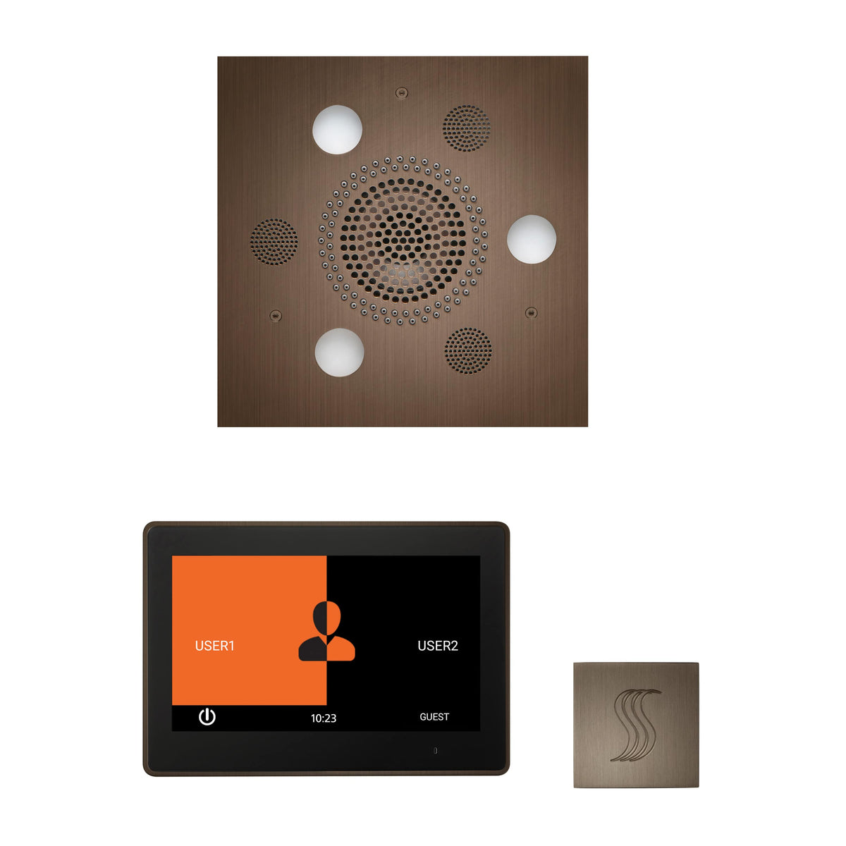 ThermaSol The Wellness Steam Package with 10" ThermaTouch Square-Steam Shower Controls & Accessories-ThermaSol-Antique Nickel-Nordica Sauna