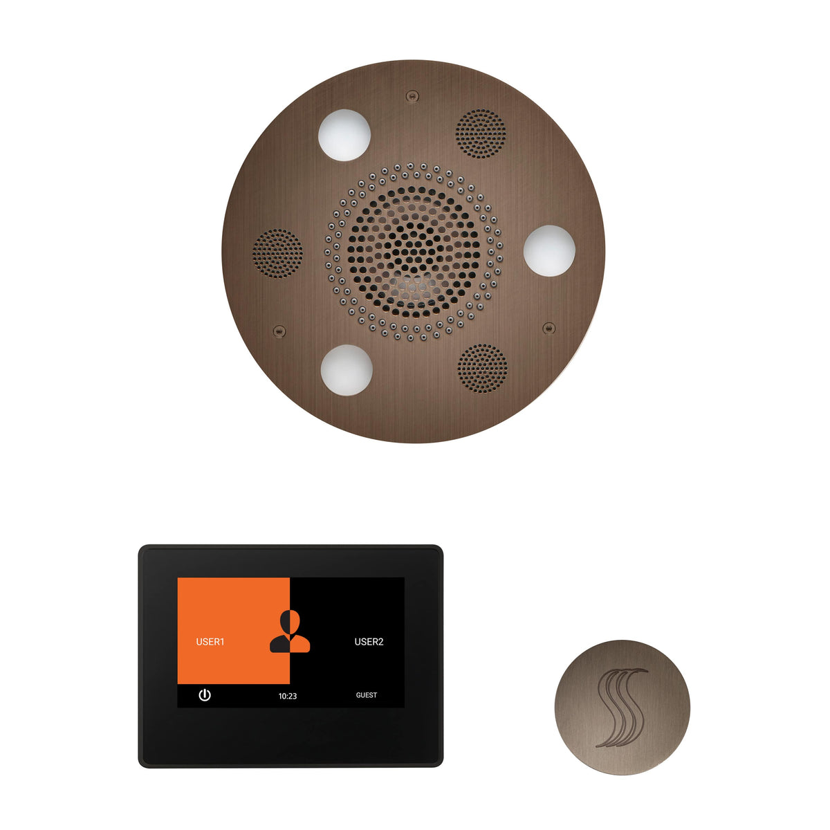 ThermaSol The Wellness Steam Package with 7" ThermaTouch Round-Steam Shower Controls & Accessories-ThermaSol-Antique Nickel-Nordica Sauna