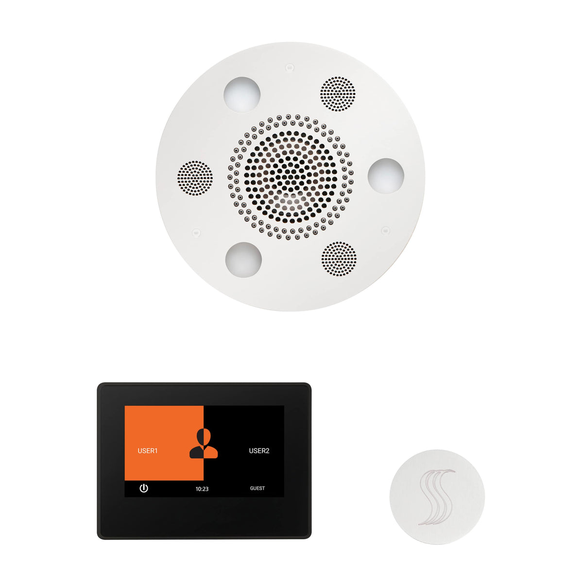 ThermaSol The Wellness Steam Package with 7" ThermaTouch Round-Steam Shower Controls & Accessories-ThermaSol-White-Nordica Sauna