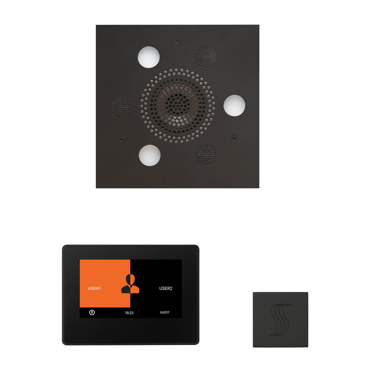 ThermaSol The Wellness Steam Package with 7" ThermaTouch Square-Steam Shower Controls & Accessories-ThermaSol-Matte Black-Nordica Sauna