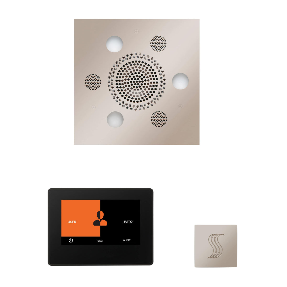 ThermaSol The Wellness Steam Package with 7" ThermaTouch Square-Steam Shower Controls & Accessories-ThermaSol-Polished Nickel-Nordica Sauna