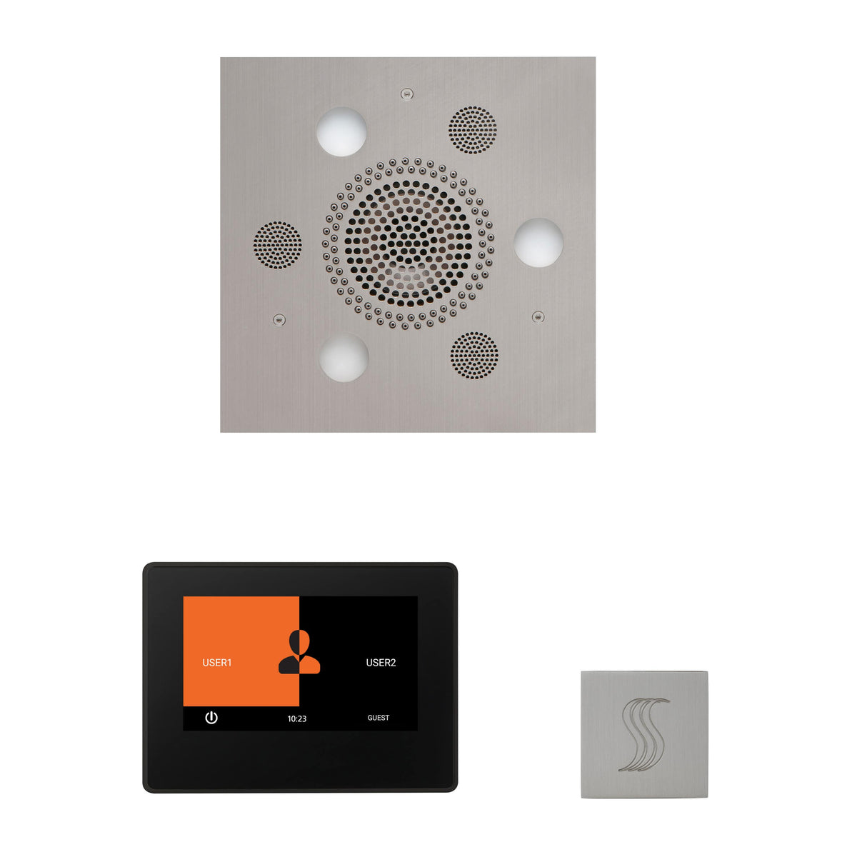 ThermaSol The Wellness Steam Package with 7" ThermaTouch Square-Steam Shower Controls & Accessories-ThermaSol-Satin Chrome-Nordica Sauna