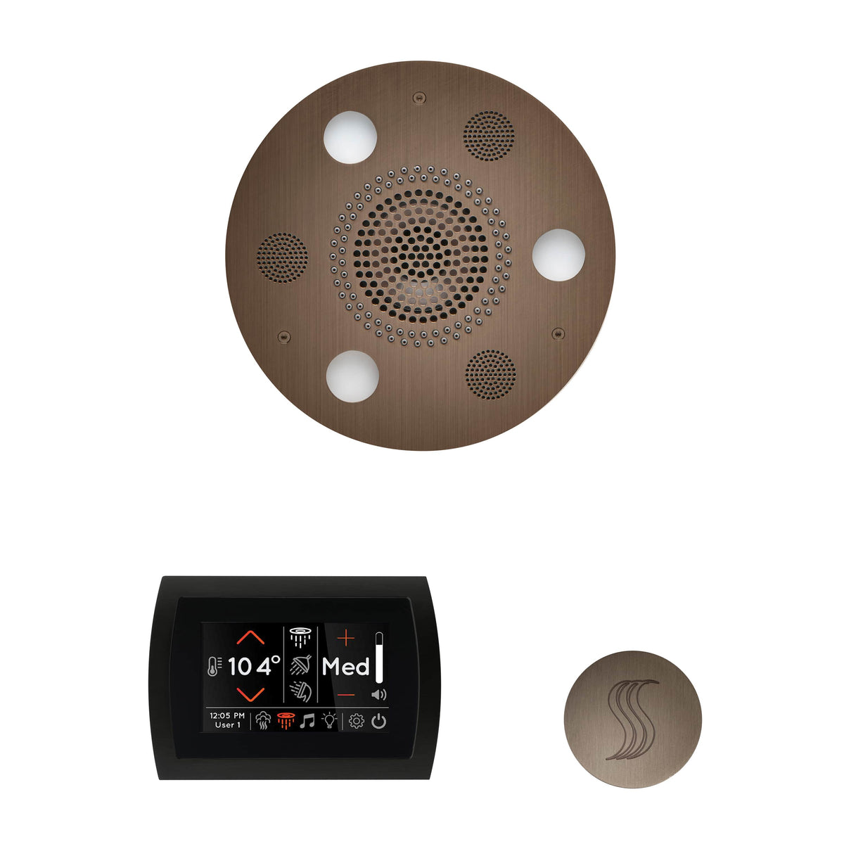 ThermaSol The Wellness Steam Package with SignaTouch Round-Steam Shower Controls & Accessories-ThermaSol-Antique Nickel-Nordica Sauna