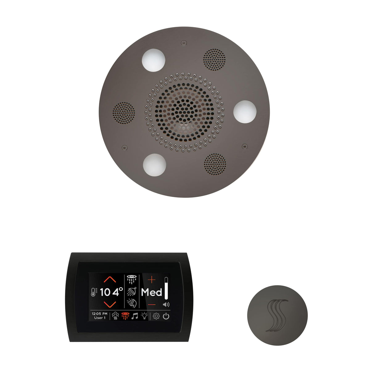 ThermaSol The Wellness Steam Package with SignaTouch Round-Steam Shower Controls & Accessories-ThermaSol-Black Nickel-Nordica Sauna