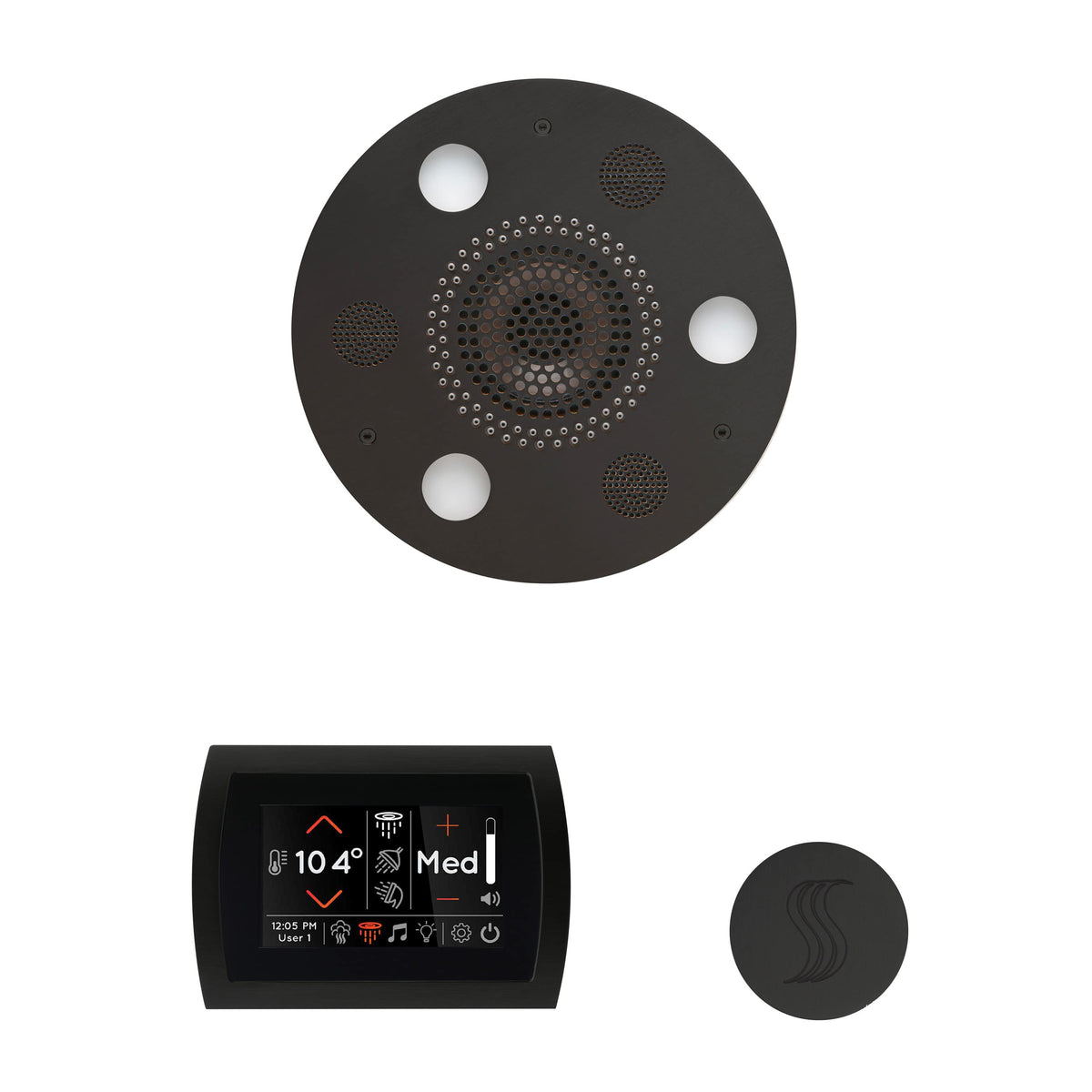 ThermaSol The Wellness Steam Package with SignaTouch Round-Steam Shower Controls & Accessories-ThermaSol-Matte Black-Nordica Sauna