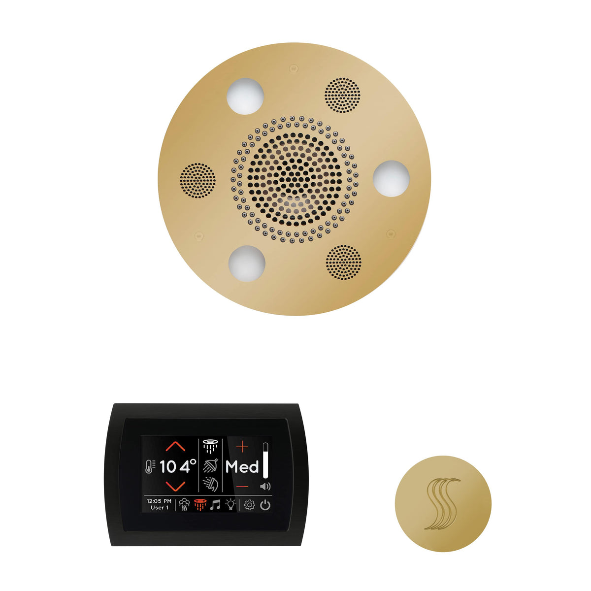 ThermaSol The Wellness Steam Package with SignaTouch Round-Steam Shower Controls & Accessories-ThermaSol-Polished Brass-Nordica Sauna