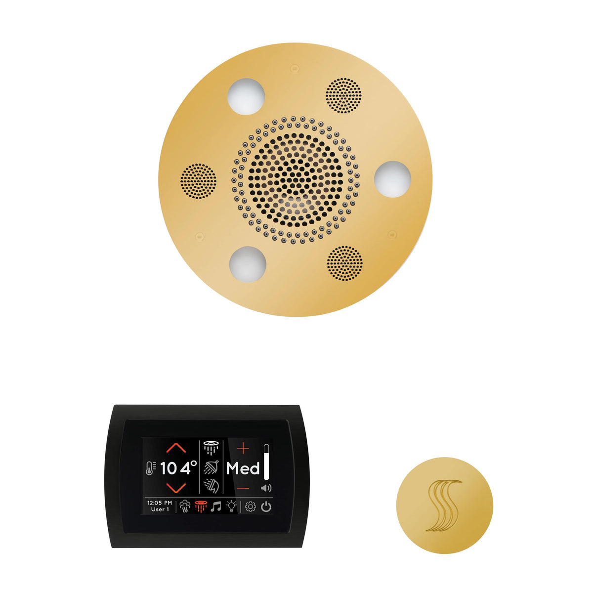 ThermaSol The Wellness Steam Package with SignaTouch Round-Steam Shower Controls & Accessories-ThermaSol-Polished Gold-Nordica Sauna
