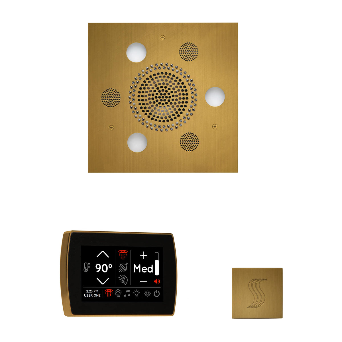 ThermaSol The Wellness Steam Package with SignaTouch Square-Steam Shower Controls & Accessories-ThermaSol-Antique Brass-Nordica Sauna