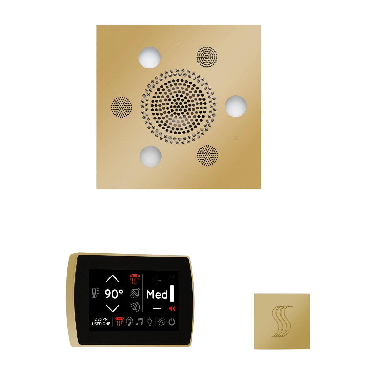 ThermaSol The Wellness Steam Package with SignaTouch Square-Steam Shower Controls & Accessories-ThermaSol-Polished Brass-Nordica Sauna