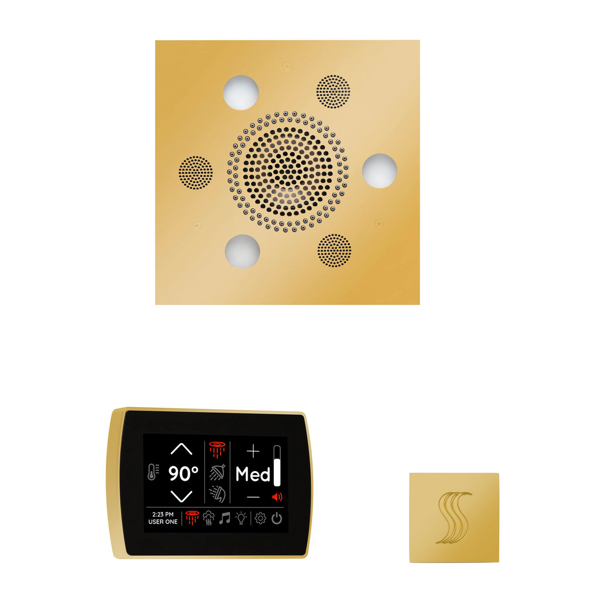 ThermaSol The Wellness Steam Package with SignaTouch Square-Steam Shower Controls & Accessories-ThermaSol-Polished Gold-Nordica Sauna