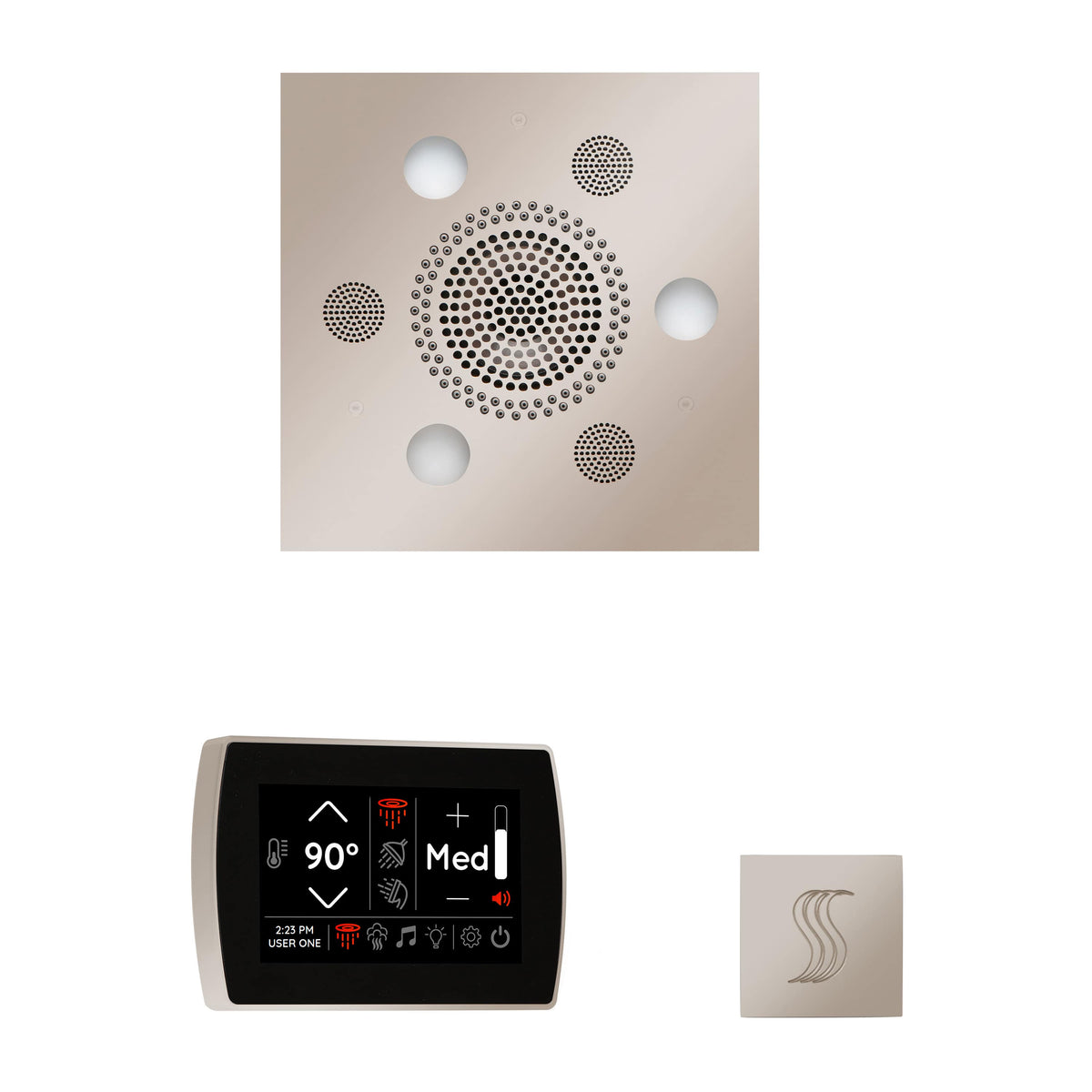 ThermaSol The Wellness Steam Package with SignaTouch Square-Steam Shower Controls & Accessories-ThermaSol-Polished Nickel-Nordica Sauna