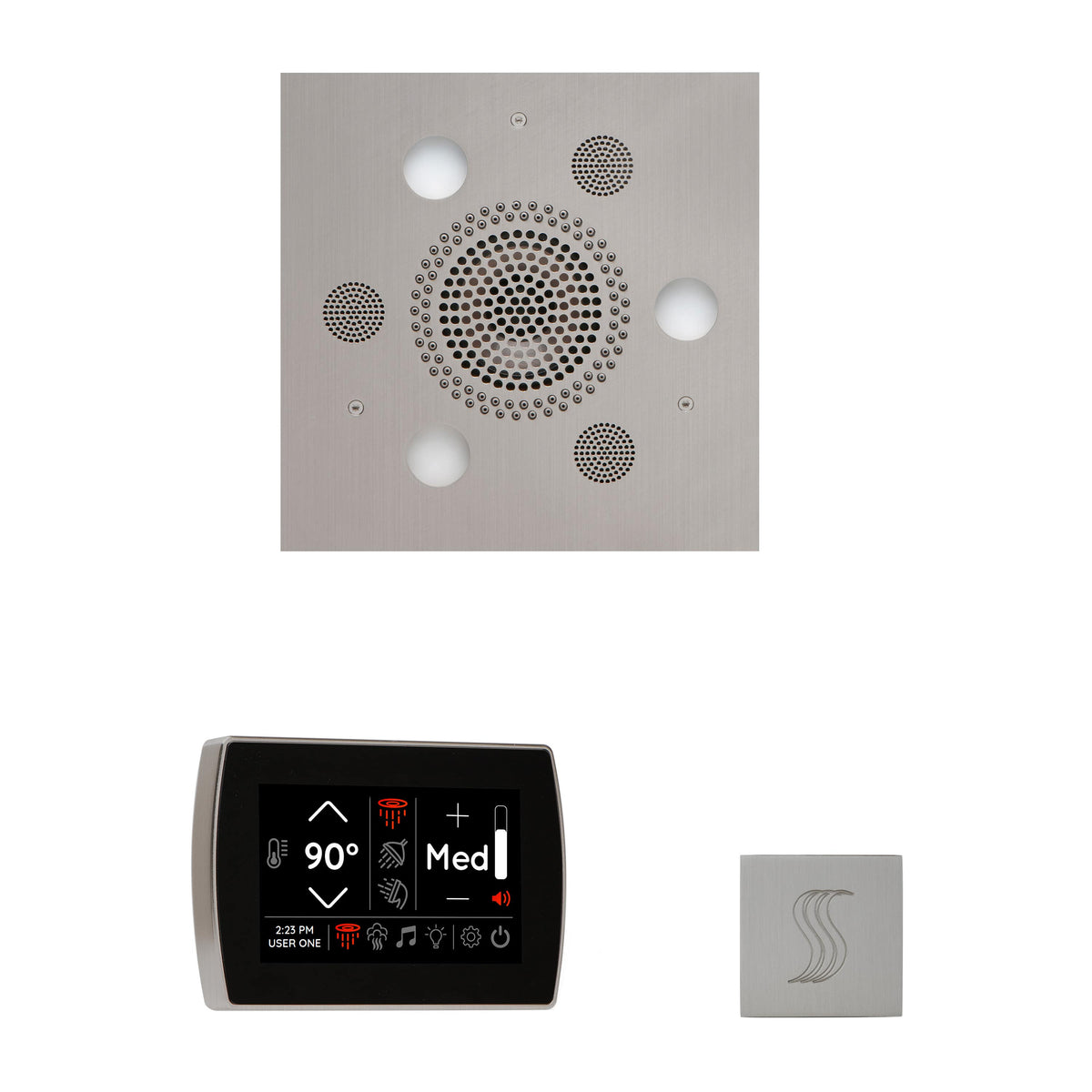 ThermaSol The Wellness Steam Package with SignaTouch Square-Steam Shower Controls & Accessories-ThermaSol-Satin Chrome-Nordica Sauna